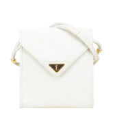 サンローラン YSLモノグラム ショルダーバッグ ホワイト レザー レディース SAINT LAURENT 【中古】